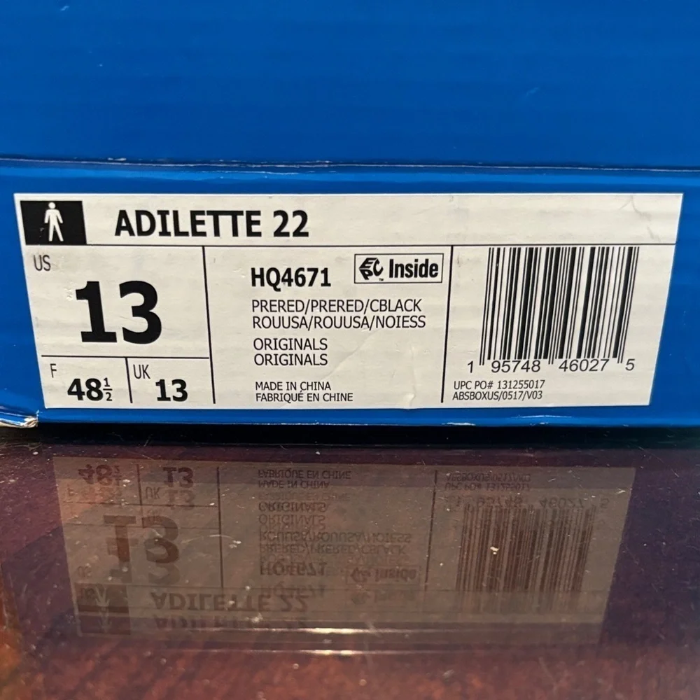 Adidas Adilette 22 Bold Orange/Red Slides size 13